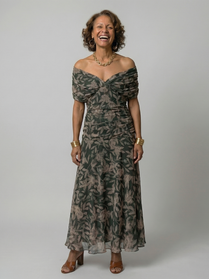 Calen | Abiti Midi Fluidi Off-Shoulder