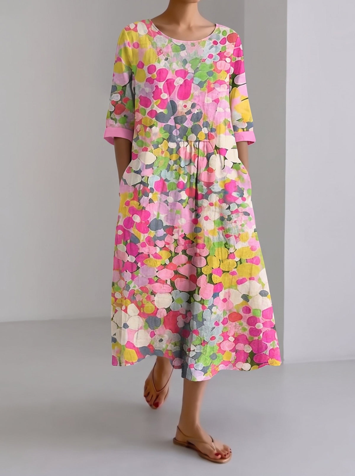Paola | Elegante Abito Midi Floreale Estivo